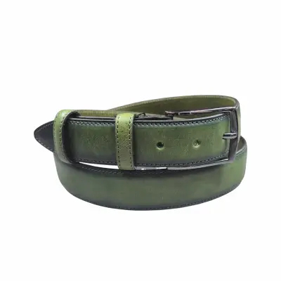 Curea piele barbati, cozacone, culoare verde, model czc001
